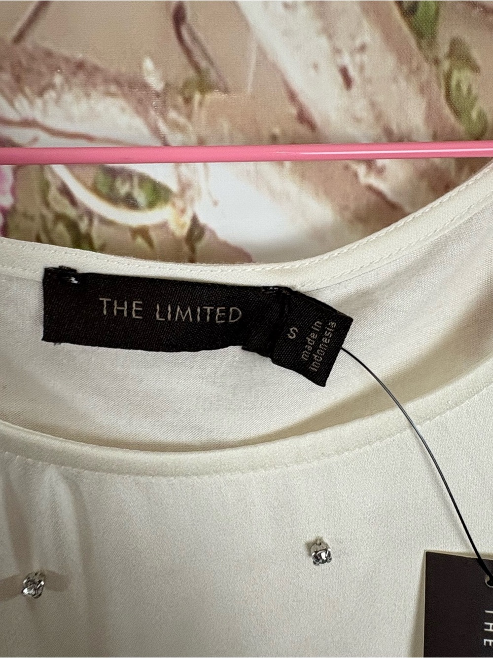 NEW The Limited Cream Scoop Neck Studded Long Sleeve Top - Picture 9 of 9